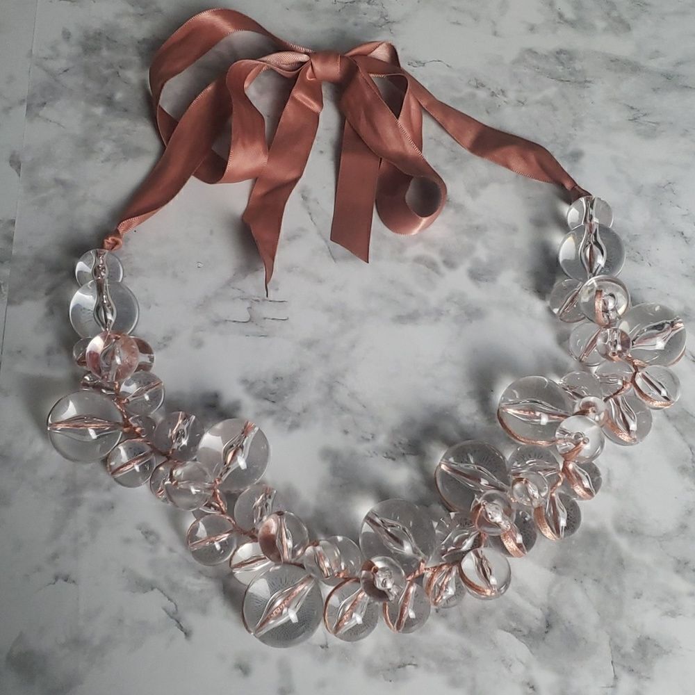 Clear Beaded Bubble Necklace‎